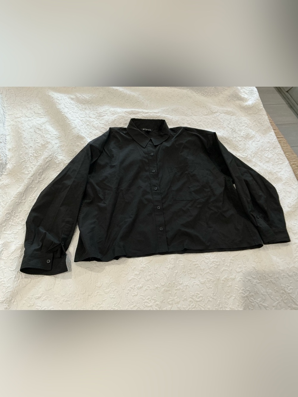 Athleta cropped stretch tech button down shirt blavk XL